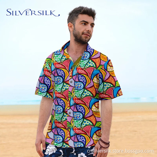 Casual Colorful Summer Short Printing Men Shirt Vietnam